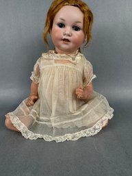 Bisque Doll With Sweet Ivory Color Dress - Germany