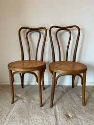 Pair Bentwood  & Caned Seat Chairs