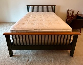 Wood Stained & Painted Queen Bedframe And Mattress Set