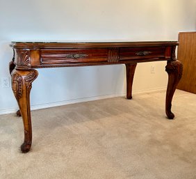 Large Inlay Glass Top Two Drawer Desk With Finished Back - Universal Furniture Inc.