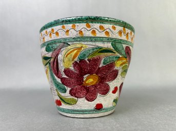 Hand Painted Vintage Italian Floral Vase