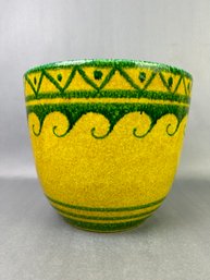 Vintage Italian Yellow And Green Planter
