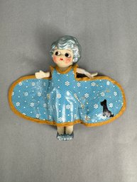 Small Bisque Doll With Blue Plastic Dress