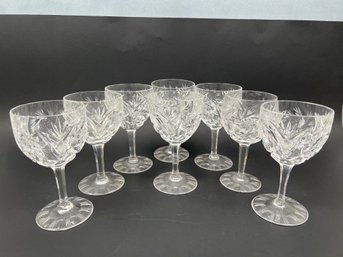 8 Cut Crystal Wine Glasses.