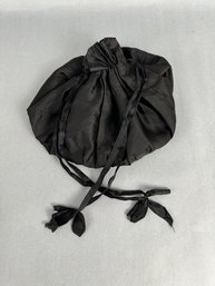 Vintage Black Pull String Closure Purse