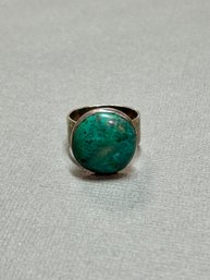 Sterling Silver With Blue Green Bezel Set Stone