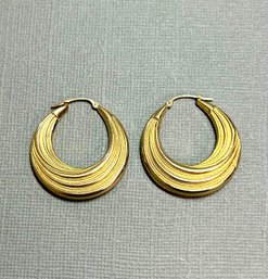 14K Yellow Gold Hoop Pierced Earrings