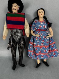 South American Stuffed Felt Dolls: Man & Woman
