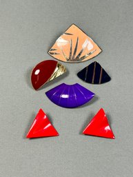 80s Mixed Lot Of Single Enamel And Painted Earrings