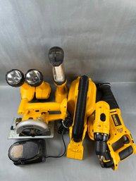 8 Piece Lot Of Dewalt Cordless Power Tools W/4 18v Batteries