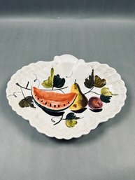 Hand Painted Fruit Motif Shallow Bowl