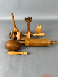 Vintage Wooden Darners And Spools