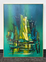 Original Mid-Century Ship Painting - Signed
