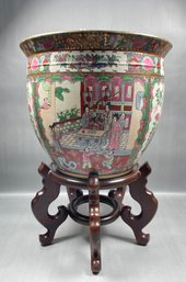 Large Chinese Planter/Bowl On Rosewood Stand