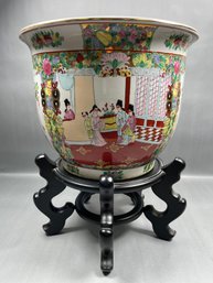 Large Chinese Planter On Rosewood Stand