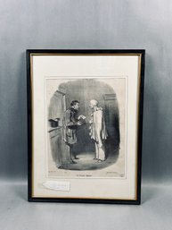 Antique French Un Pierrot Deplume Original Lithograph (Honore Daumier, Artist)