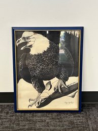 Seattle Wildlife Artist, Tony Angell Eagle Lithograph 1976