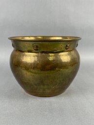 Vintage Hammered Brass Planter