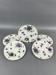 Set Of 5 Hammersley & Co. Violet Pattern Bread Plates - 6 Inch