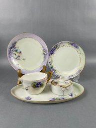 Mixed Grouping Vintage Bavarian Hand Painted Violet China Pieces