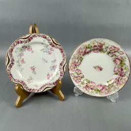 Vintage Floral Limoges Bread Plates - 6'