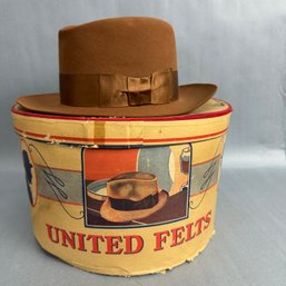 Vintage Brown Stetson Hat- John B. Stetson Company With Period Correct Hat Box
