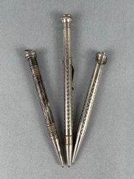 Group Of 3 Vintage Silver Finish Mechanical Pencils