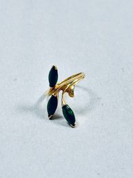14K Yellow Gold And Jade Ring - Sz. 6.5