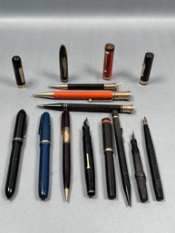 Lot Of Vintage Fountain Pens And Caps