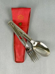 Vintage Girl Scouts Of America Spoon/Fork With Pouch