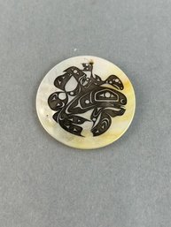 Native American Carved Mother Of Pearl Pendant