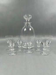 Lalique Crystal Cordial & Decanter Set - Signed