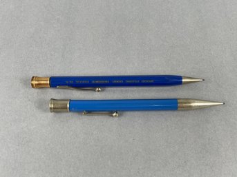 Lot Of 2 Vintage Blue Mechanical Pencils