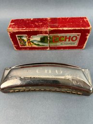 Vintage Hohner Echo Harmonica With Original Box