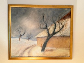 Original Oil On Board By Varvara Divisova - Winter Scene