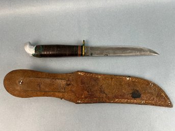 Vintage Western Knife With Leather Sheath