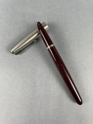 Vintage Parker 51 Burgundy With Silver Finish Fountain Pen