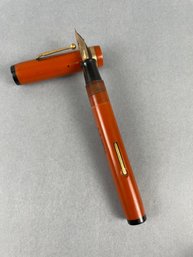 Vintage Orange Gold Bond Fountain Pen - 14k Nib
