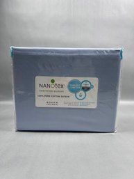 Nanotex Zen Blue Queen Sheets New
