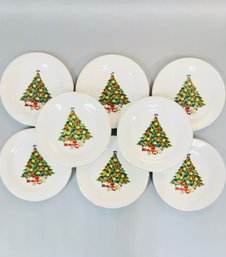 Set Of 8 Christmas Tree Salad Plates