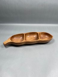 Monkey Pod Wood Divided Serving Bowl