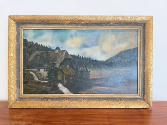 Vintage Original Oil On Canvas German Landscape Unsigned