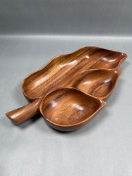 Monkey Pod Wood Leaf Serving Dish