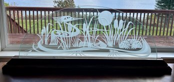 Pacific Coast Native Etched Glass Large Art Piece