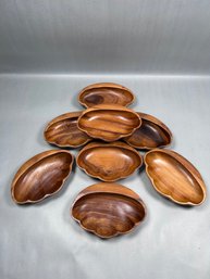 Lot Of 8 Vintage Set Of Monkey Pod Wood Salad Bowls