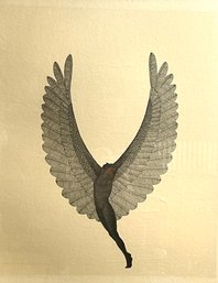 Jonathan Meader Dark Angel Etching - Matted And Framed *local Pickup Only*