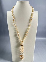 Vintage Gold Tone Faux Pearl And Gold Accents