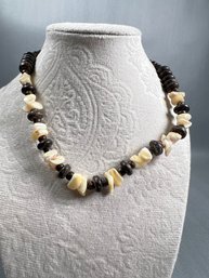 Brown Beads And Shell Chips Necklace