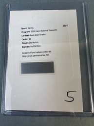 2020 Panini National Treasures Card To Be Redeemed For A Jeb Burton Card.