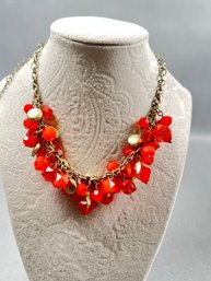Orange Dangle Bead Necklace